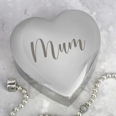 Mum Heart Trinket Box Jewellery Gifts Engraved Personalised - Image 1 of 3