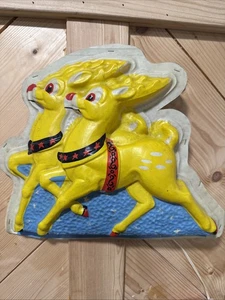 Vintage Timco Christmas Light WORKS Vacuum Form Blow Mold Double Reindeer 1950s - Picture 1 of 8