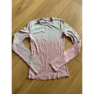 COTTON CITIZEN Ribbed Long Sleeve Top Pink Ombre Casual Tee XS - Picture 1 of 4