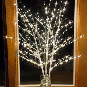 Christmas Tree White Branches for Vase 33IN 180LED with Timer Plug in Artificial - Picture 1 of 9