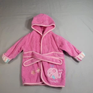 Just Bath Just Born Baby Mädchen rosa Ozeanmotiv Bademantel mit Kapuze 0-9 Monate - Bild 1 von 10