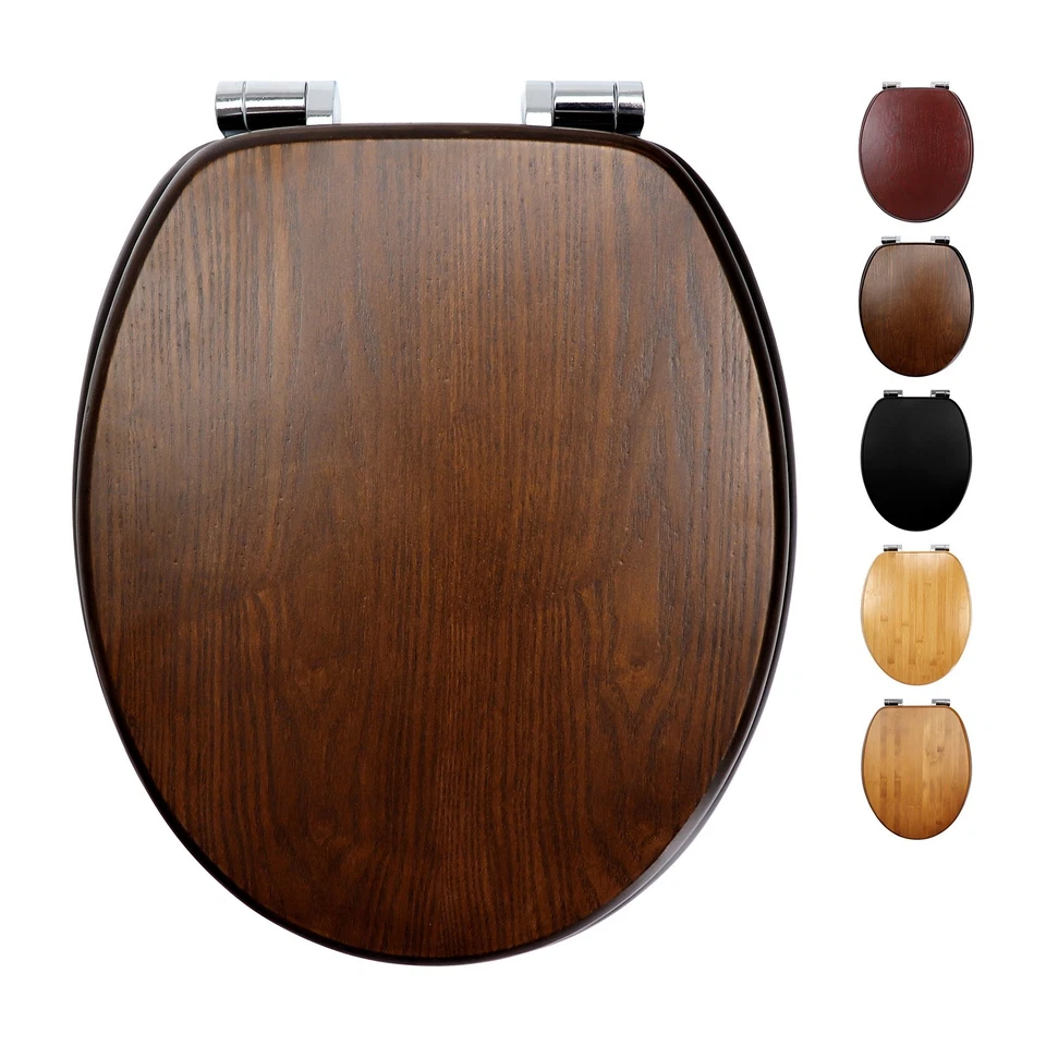 WC Sitz Holz, Toilettendeckel Absenkautomatik, Massivholz Toilettensitz Stabil - Bild 1 von 1