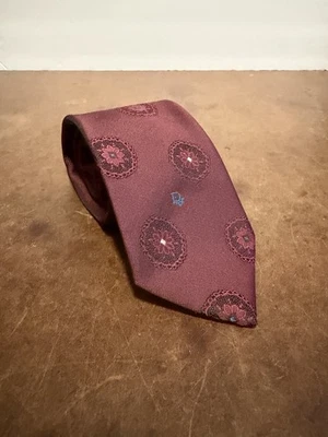 Corbata de cuello Christian Dior vintage estampada borgoña para hombre Foto 1 de 4
