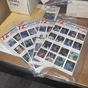 72 hojas de estampillas de béisbol Fleer 1983 grupos 1-4 completas selladas - Imagen 1 de 5