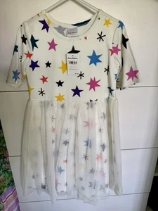 Hanna Andersson Girls' Dress NWT Stars and Tulle White And Multicolor Size 5 - Picture 1 of 2