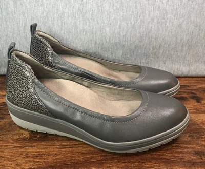 Туфли без шнурков женские Vionic Jacey размер 6,5 широкие серые кожа комфортные на танкетке - Изображение 1 из 4