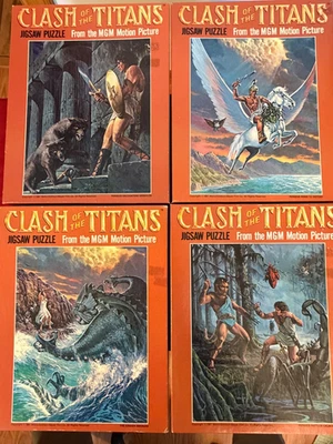 RARE 1981 Lot of (4) CLASH OF THE TITANS Whitman 250pc Jigsaw Puzzle NEW SEALED - Image 1 of 4