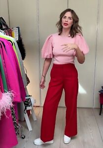ZARA Trinny Pink Puff Sleeve Jumper Sweater Knit Top Size S