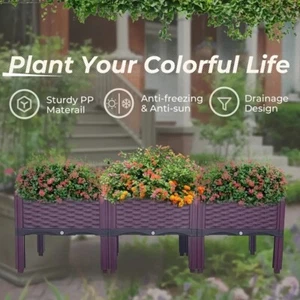 Rectangle Raised Garden Bed Planter Box Flower Vegetables Planting New - Picture 1 of 9
