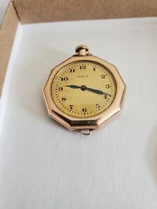 SMALL ELGIN LADY'S POCKET/WRIST WATCH 1" DIAMETER GOLD-FILLED CASE WORKS GREAT!