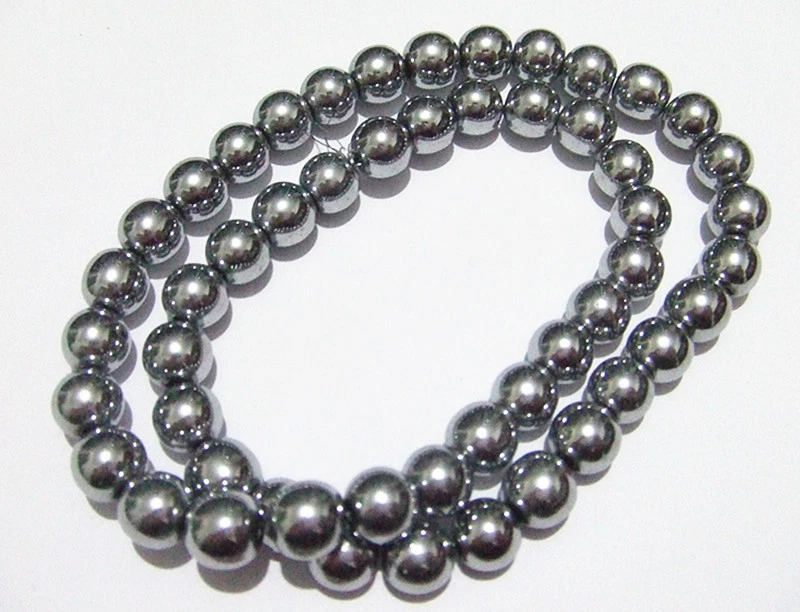 1filo/ 50 pz  perline pietre ematite rotondo 8mm colore argento - Immagine 1 di 1