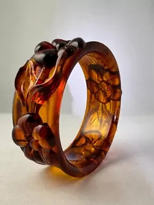 Vintage Bernstein Lucite Armband Blumenmuster 1,1" sehr hochwertig Vintage - Bild 1 von 24
