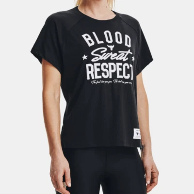 Under Armour Women's UA Project Rock BSR Short Sleeve T Shirt. Black. - Изображение 1 из 4