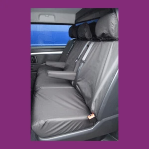 Fundas de asiento impermeables negras para doble cabina trasera Citroen e-Dispatch 2020+ a medida - Imagen 1 de 4