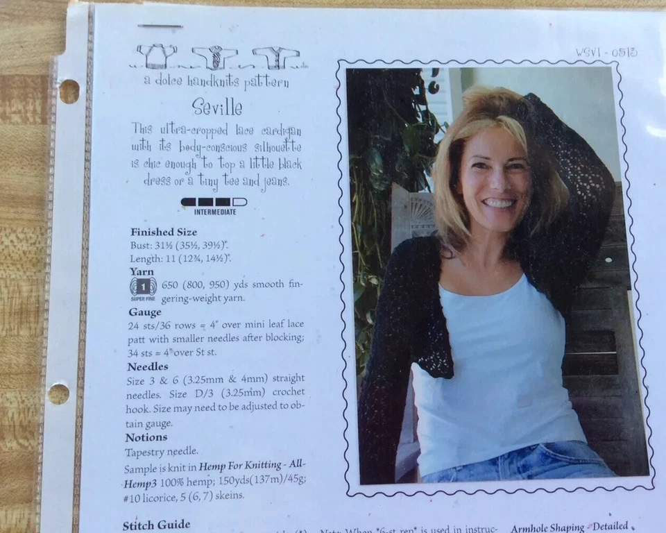 SEVILLE: A DOLCE HANDKNITS Single Pattern: Instructions For A Cropped Cardigan - Image 1 of 1