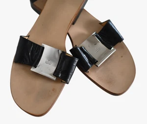 GUCCI Black Metal Plaque Logo Slides Sandals Shoes EU-36C US-7.5 - Picture 1 of 20