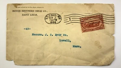 First Day Cover FDC Meyer Brothers Drug Co Saint Louis 1898 United States HH285 - Image 1 of 4