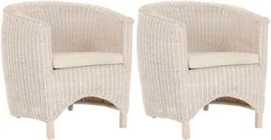 Set/2 Rattan-Sessel Club Wohnzimmersessel Clubsessel Lounge Sessel Vintage Weiß - Bild 1 von 6