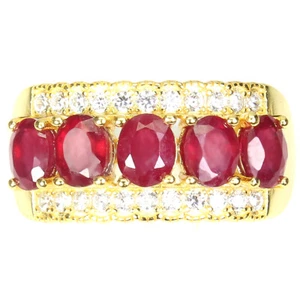 925 Anillo Plata de Ley Ovalado Rubí 5x4mm Gema Natural Joyería Talla 7 - Imagen 1 de 9