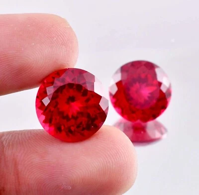 1 Pair 10x10 MM Natural Mozambique Blood Red Ruby Round Loose Gem GIT Certified - Image 1 of 4