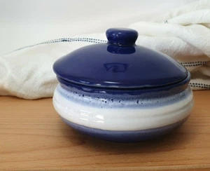 Vintage Stoneware Crock Vessel Trinket Box Blue COLOURWARE POTTERY Specked - Picture 1 of 9