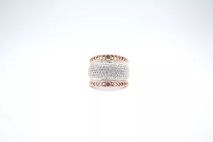 14K Rose Gold Diamond Dome Ring with Cut Out Border Size 9 - Picture 1 of 11