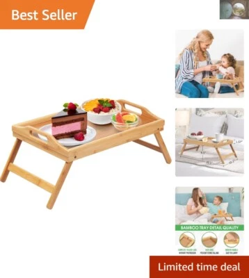 Bandeja de cama de bambú portátil con asas - perfecta para comer y actividades en cualquier lugar Foto 1 de 4