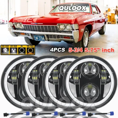 4PCS 5.75" LED Headlights Bicolor Halo DRL fit Chevrolet Camaro Caprice Biscayne Foto 1 de 4