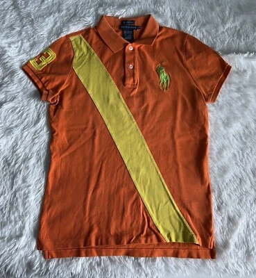 Polo Ralph Lauren Top Para Mujer Mediano Naranja Ajustado Big Pony Logo Foto 1 de 4
