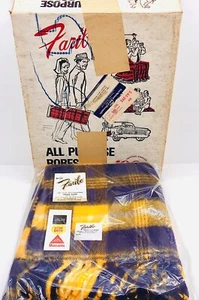 Minnesota Vikings Faribo Fluff-Loomed 1973 Plaid Decke Überwurf NEU Neu im Karton 50 x 60" - Bild 1 von 15