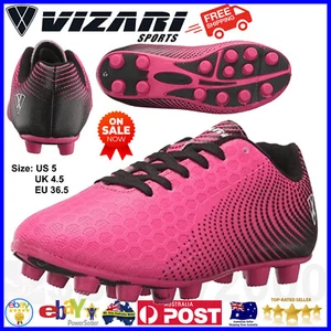 Vizari Unisex Kids Stealth FG Soccer Shoe Pink Black Cleats Boots Girls Boys NEW - Picture 1 of 13