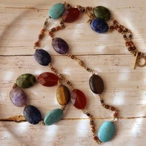 36" faux stone necklace and bracelet n3 - Picture 1 of 4