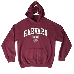 Harvard Hoodie Adult Large Burgundy Maroon Ivy League Crest Hooded Sweatshirt - Picture 1 of 7