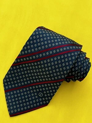 Corbata DUNHILL auténtica diseño octágono a rayas en punta azul 100 % seda Foto 1 de 4
