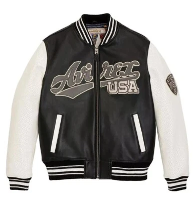 NEW Avirex Men's USA Script Varsity Bomber Real Leather Jacket NWT – American - Image 1 of 4
