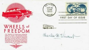 RARE! “Packard/Hudson Engineer" Charles H Vincent Hand Signed FDC Dated 1960 - Picture 1 of 1