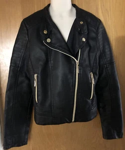 “Art Class” Girls Med Black Motorcycle Jacket Faux Leather Biker Nice NWOT - Picture 1 of 13