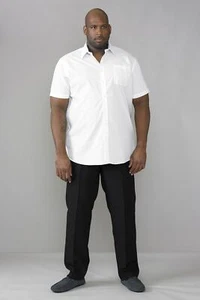 D555 Duke Big Mens Black Trousers With Flexi Waist Smart Casual 42"-64" - Picture 1 of 5