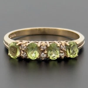 9ct Yellow Gold Peridot & Diamond Eternity Ring Size P Hallmarked - Picture 1 of 10
