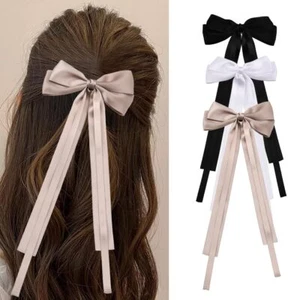 3 PCS Long Tail Ribbon Bow Clips Tassel Hair Barrettes for Teen Girls DIY - Picture 1 of 8