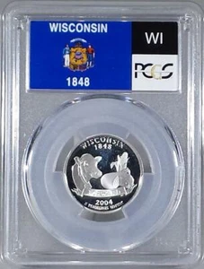 2004 - S Silver Washington Quarter - Wisconsin -  PCGS PR70DCAM - Flag Series - Picture 1 of 2
