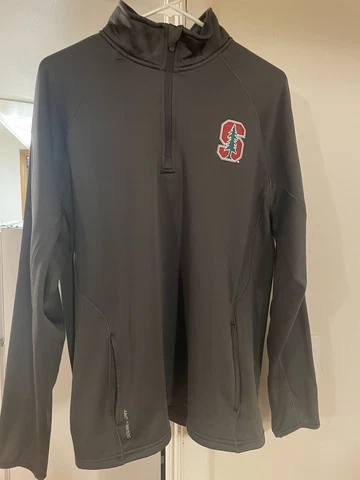 Stanford Cardinal Jacket Mens Medium Gray Champion 1/4 Zip Pullover Cover