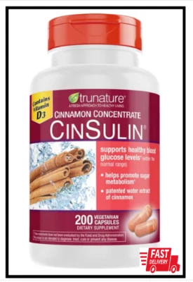 Trunature Canela Concentrado Cinulina 500mg,200 Cápsulas Vegetarianas Azúcar en la Sangre Foto 1 de 3