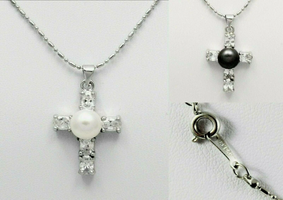 Ketten,silberne Halskette m.einen Kreuz Anhänger 18 Karat Goldplattiert 1 St Neu - Bild 1 von 1