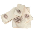 NEW Avanti ROSE FLOWER TOWEL SET 100% Cotton Bath Hand Fingertip Washcloth Beige