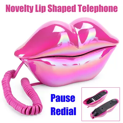 Novelty Lip Shaped Telephone Landline Desk Corded Phone Home Hotel Office Decor • 21.69€