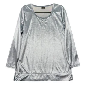 Y2K 90’s Icy Blue Velvet Tunika Top Size Large - Bild 1 von 8
