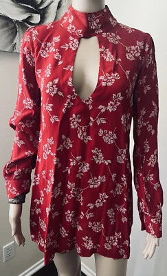 FLYNN  SKYE Women’s LEAH Floral Cut Out Mock neck Blouson Mini Dress  sz S - Image 1 of 4