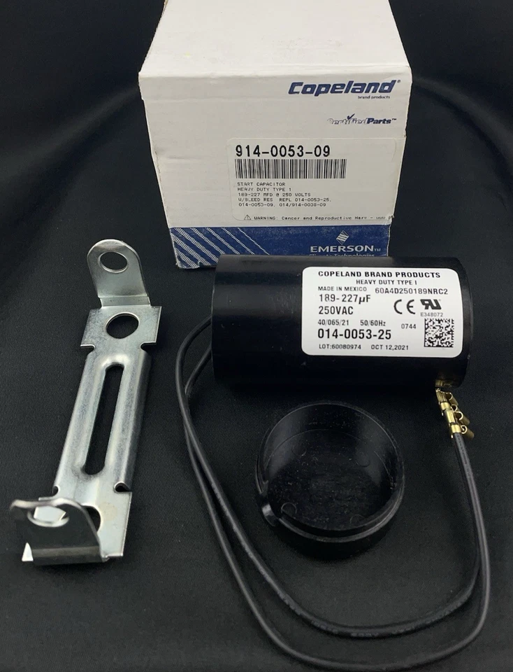 Copeland 914-0053-09 Capacitor 189-227 MFD 250v Rnd Start