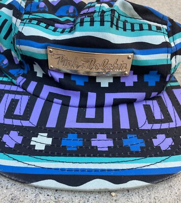 Chapéu masculino golfinho rosa multicolorido 5 painéis tamanho único metal algodão geo streetwear - Imagem 1 de 4